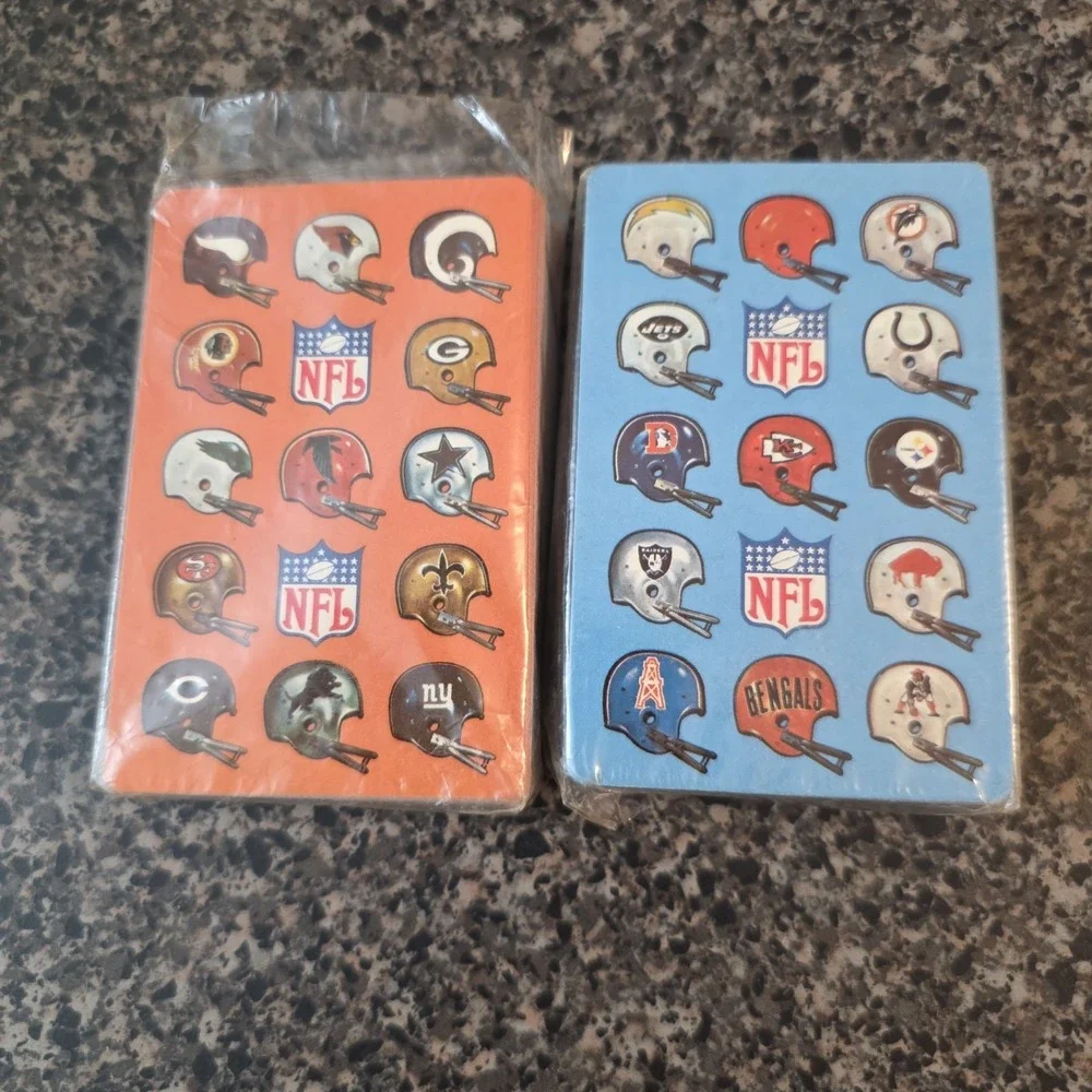 Vintage 1970s NFL Playing Cards 2 Deck Set Nu-Vue Football Helmets Sealed USA